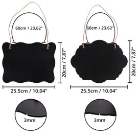 BELLE VOUS Wooden Hanging Chalkboard Decorative Kitchen Signs for Writing on with String (Pack of 4) - Double-Sided Erasable Chalkboard for Hanging - Blackboard Decoration for Hanging in the Kitchen &