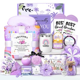 HSOEIXL Gifts for Grandma, Mother‘s Day Basket Gifts for Best Grandma, 16 pcs Birthday Gifts Basket from Granddaughter Grandchildren Grandkids New Nana Gifts Grandmother Gigi Care Package