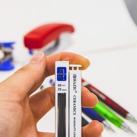 BAZIC Mechanical Pencil 0.7mm Triangle Soft Grip, Refill 2B Ceramic Pencils Lead, Latex Free Eraser, for Drafting Drawing Sketching, 24-Packs