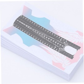 Baluue 100pcs Extra Long Nail Paper Holder Fake Wraps Art Nail Extension Forms Organizer Manicure Gel Full French Nail Tips False Nails Kit LED Reusable Extended Stickers