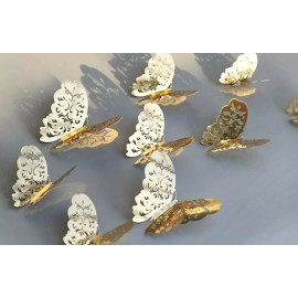 Unbranded 12pc 3D Butterfly Wall Stickers Decals Home Bathroom Decor DIY gold
