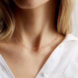 M MOOHAM Rose Gold Layered Initial Necklaces for Women - Cute Letter Initial L Necklace Choker Necklace Rose Gold Layered Necklaces for Women