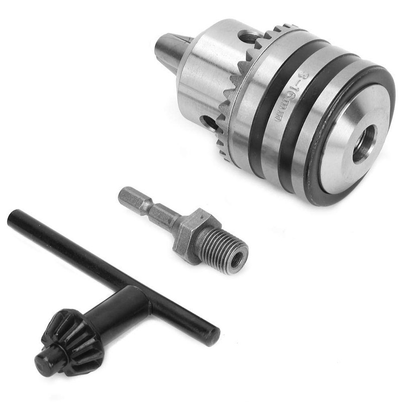 Drill Chuck Set, 3.0-16MM Drill Chuck Adapter Kit, 1/2-20UNF Key