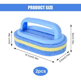 2 Cleaning Sponges with Handle 16.9 x 5.7 x 7.5 cm, Sponge Brush Kitchen, Multifunctional Kitchen Sponge, Pool Brush, Sponge Brush Magic Pool