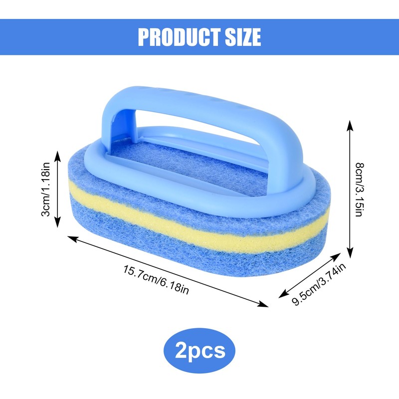 2 Cleaning Sponges with Handle 16.9 x 5.7 x 7.5