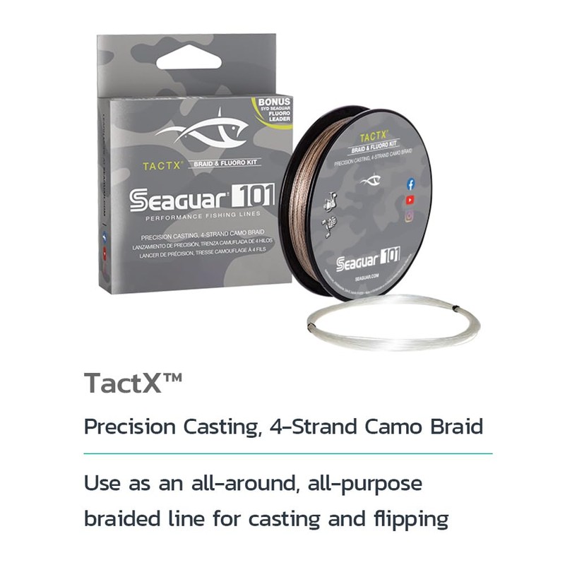 Seaguar101 TACTX Braided Line Camo 150 yds, 50-Pound Fluoro Leader