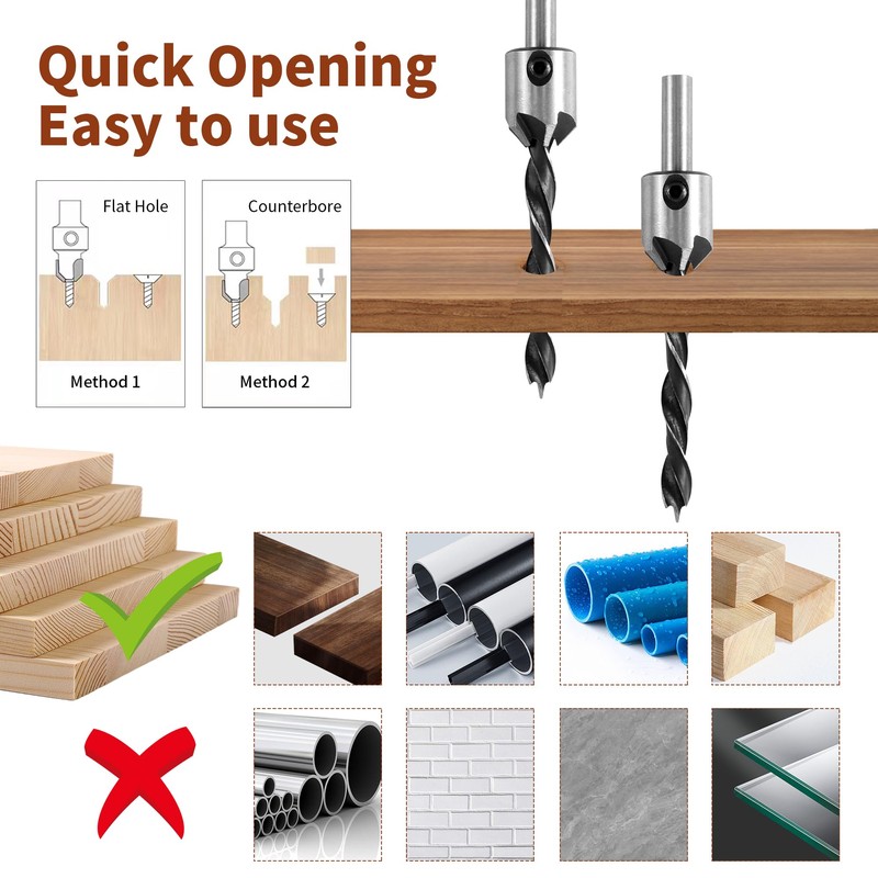 Countersink Drill Bit with Countersink 8 Pieces Countersink Drilling Bit