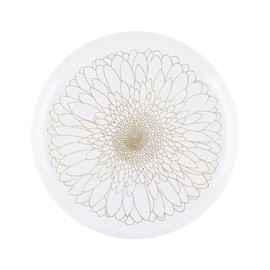 EcoQuality 10" inch Round White Plastic Plates with Gold Blossom Design - Spring Flower Heavy Duty Large Disposable Charger Dinner Plate Weddings, Tableware, China Like Party Plates (50)