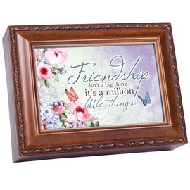Friendship Things Woodgrain Rope Trim Music Box Plays That's What Friends are for