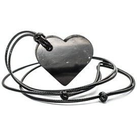 Wallystone Gems Shungite - Heart Pendant Necklace - for Loved You Ones - Activating and Re-balance Heart and Throat Chakras