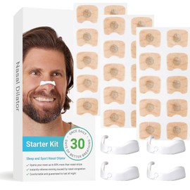 Tiras Nasales Antironquidos, Parche Nasal para Respirar, Parche Nasal para Dormir, Suave y Cómodo, para Dormir, 30 Pares - Blanco