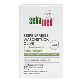 Sebamed Soap-free wash piece, olive, 150 g, for daily soap-free cleansing of sensitive, demanding skin, cleans particularly gently, suitable for hand, face and body cleansing