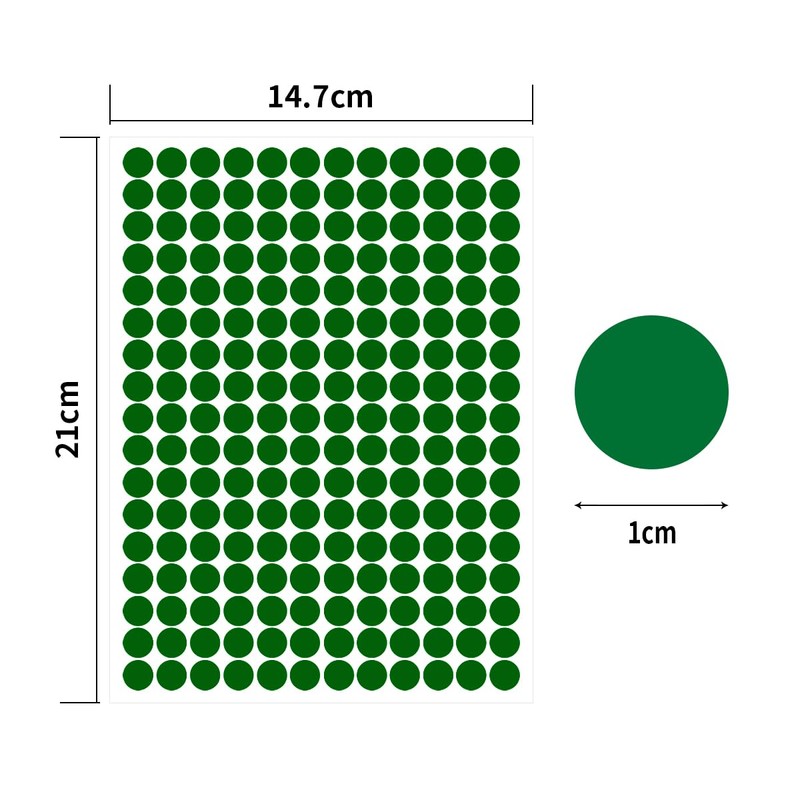 KALYRON 4080 pcs Green Dot Stickers 10 mm Round Green
