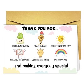 RUALOVE Cute Thank You Card For Teacher Dad Mom, Teacher Appreciation Gifts for Women Men, End of Year Thank You Card Student, Lovely Thanks Card Birthday Card For Teacher Dad Mom Parent