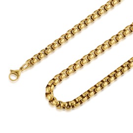 HZMAN 2mm Rolo Chain for Men Women Gold Stainless Steel Men's Chain Necklace Round Box Link Chain Necklace 16-30 Inch (20in)