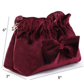 Simind Velvet Makeup Bag Velvet Purse Cosmetic Bag with Zipper, Toiletry/Travel Bag Bag for Women Girls Gift for Woman Birthday, Thanksgiving, Christmas Valentines Day Gifts