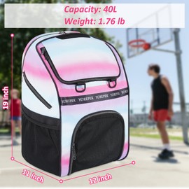 YOREPEK Basketball Bag, Large Basketball Backpack with Shoe Compartment and Ball Holder Sports Backpack for daughter son, Water Resistant for Sport Training Equipment Fits Volleyball Gym Pink
