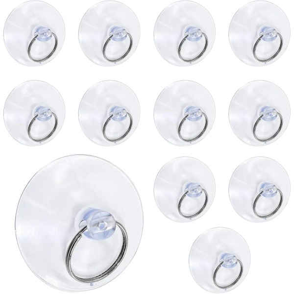 NoBrand 40mm/1.6" Suction Cup Hooks, 12 Pcs Transparent PVC &