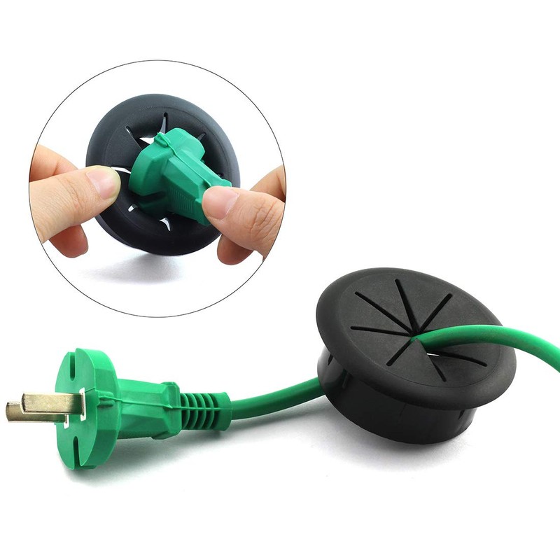 HJ Garden 2pcs 2-3/8 inch Flexible Desk Cord Grommets Wire