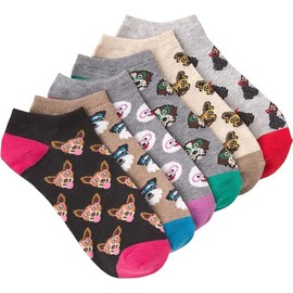 K. Bell Socks womens 6 Pair Pack Fun Animals Novelty Low Cut No Show Casual Sock, Glasses Purps (Charcoal Heather Assorted), 4 10 US