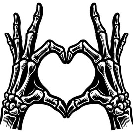 'Skeleton Hands Heart Sign' Rubber Stamp - Unmounted Design for Crafting & Scrapbooking, A7 (RS00056473)