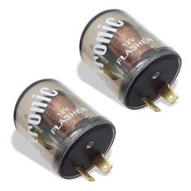 Nowkont 2 PCS Car 2 Pin 12V Flasher, Waterproof Round Case Heavy Duty Standard Flasher Relay Replacement, Repair Turn Signal Light Bulb Super Flasher Relay, Universal for Most Cars (Transparent)