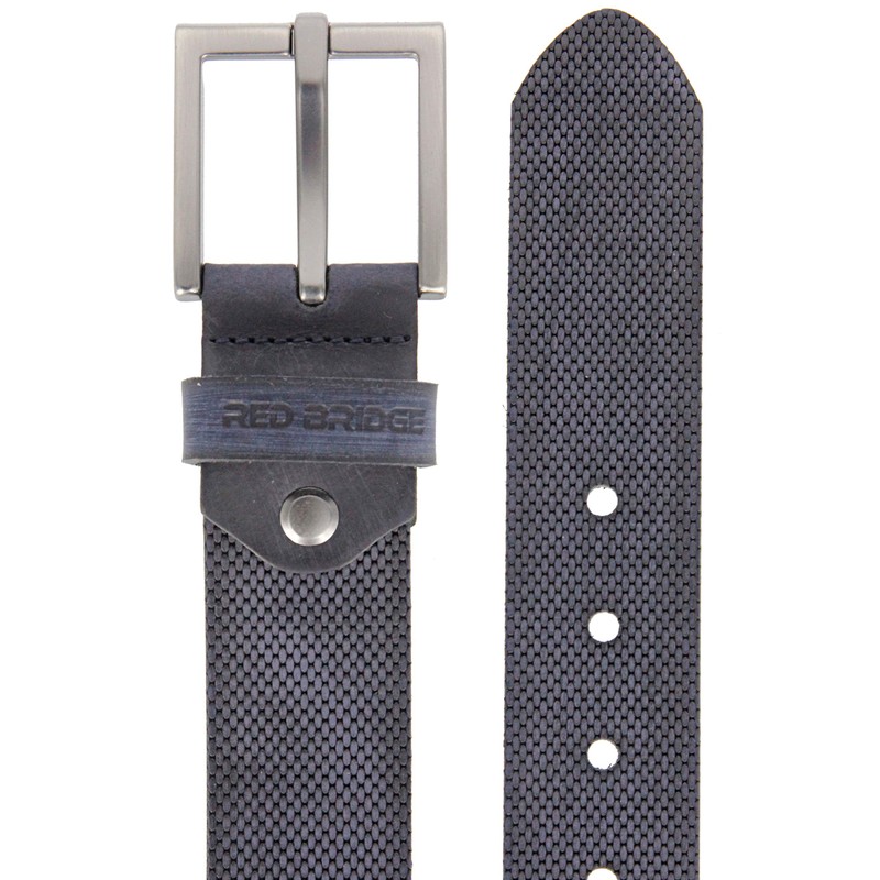 Red Bridge Men's Genuine Leather Belt Scratched Honeycomb, blue