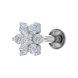 0.15 Carat 7-Stone Cluster Diamond Nose Pin Stud in 18K White Gold