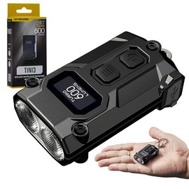 Nitecore TINI3 MCT KERYCHAIN Light - Black TINI3 MCT Intelligent Multiple Color Temperatures Keychain Light Black -600 Lumens w/Eco-Sensa Charging Cable