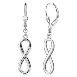 Materia Women's Infinity Earrings 925 Silver - Drop Earrings 40 mm Long in Silver - Rose Gold - Gold Plated, Silver