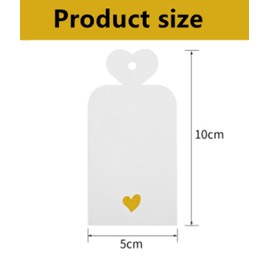 100 Pieces White Gift Tags,Tags with String, White Blank Tags with Foil Gold Heart,Hang Tag Labels for Presents, Craft Projects, Xmas Gift, Gift Bags（10 * 5cm）