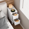 ELYKEN Narrow Side Table, Fluted Nightstand with Drawers, Wooden Small