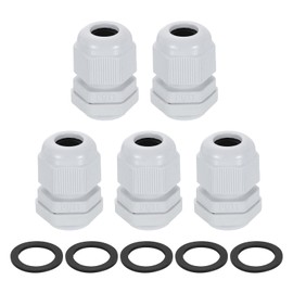 sourcing map 5Pcs PG11 Nylon Cable Glands, Waterproof Cord Grip Connector with Washer, Adjustable 5-10mm Wire Grommet Protectors with Gaskets and Locknut for Junction Box, White