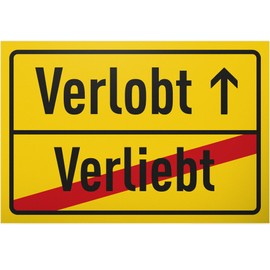 DankeDir! Verlobt Verliebt - 30 x 20 cm Plastic Sign - Funny Decoration for Engagement Party - Gift for Engagement Couple - Decoration Accessories Engagement Couple Gift Idea