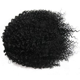 Short Afro Kinky Curly Ponytail Hair Piece for African American Ponytail Extension Synthetic Afro Kinky Curly Ponytail for Women (Black(1B#))