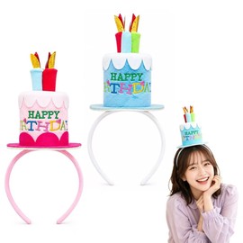 [MXXORRA] 誕生日グッズ 誕生日 カチューシャ 2個セット バースデー 髪飾り ケーキ型 ヘアバンド ヘアアクセサリー パーティー グッズ 子供 大人 兼用 写真撮影 演出 小物 記念日 お祝い 2色