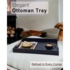 OurMiao 22 Inch Rectangle Black Ottoman Tray with Gold Metal