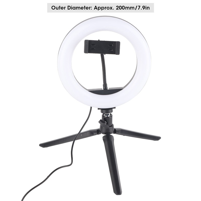 UN‑206 3‑Color 20cm Ring Light LED Tripod Stand Arc Fill