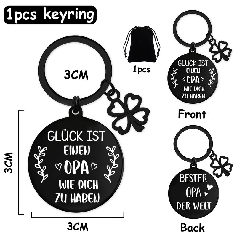 Tasoraor Best Grandpa Gift Keyring – Double-Sided Engraving Key Ring