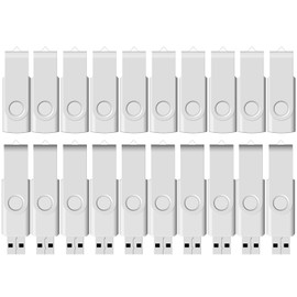 Flash Drive Bulk 8GB USB 20 Pack FEWINA USB2.0 USB Drives Pack Thumb Drive Bulk Swivel Memory Stick Zip Drive for Storage and Backup White 20PCS 8GB