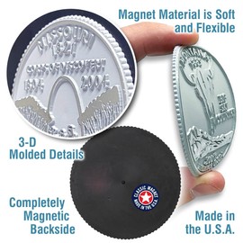 Kansas State Quarter Magnet by Classic Magnets, 2.5" Diameter, Collectible Souvenirs Made in The USA