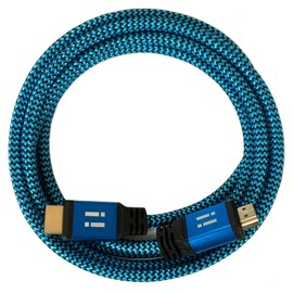i! - 5 m Nylon HDMI Cable Compatible with HDMI 2.0 1.4a 3D 4K 2160p UHD Full HD 1080p Ethernet ARC HDR CEC DTS-HD - Blue