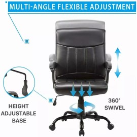 CLATINA Mid Back Leather Office Executive Chair Lumbar Support Padded Armrestes Swivel