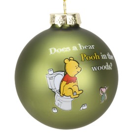 Tree Buddees Does a Bear Pooh in The Woods? ~ Funny Winnie The Pooh Pooping Glass Christmas Ornaments