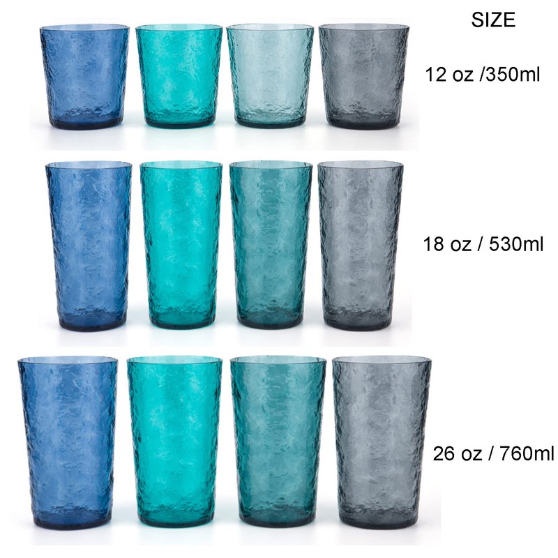KX-WARE Vasos de plástico acrílico Highball de 18 onzas, juego