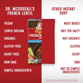 Dr. Mcdougall's Right Foods Soup, French Lentil, Lower Sodium, 17.6 Ounce (Pack of 6)