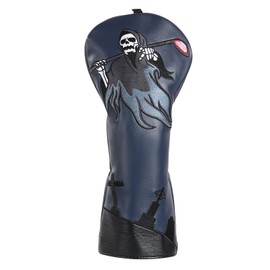 Big Crazy Golf Headcovers - Funny Golf Club Covers - Driver Headcover with Tour Grade PU Leather - Golf Driver Headcover, Waterproof Golf Head Covers, Soft Lining Golf Gift Skull Death (Blue)