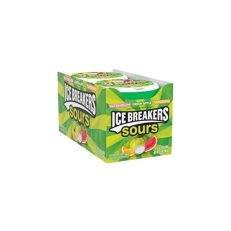 ICE BREAKERS Sours Green Apple, Tangerine and Watermelon Flavored Sugar