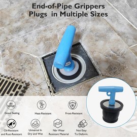 BOPOREAE Mechanical Test, Seal, Cleanout Pipe Plug, 2-1/16 to 2-9/16 in Expandable Rubber Plug SSteel Sewer Cleanout Cap Cover for DWV Testing, Boat Handle Drain Plug with Galvanized Screw and Nut