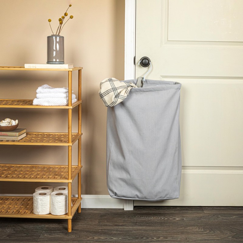 Household Essentials Door Hanging Laundry Bag, Washable Canvas Bag with